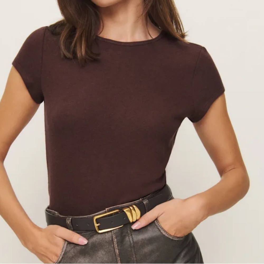 Reformation Dark Brown Short Sleeve Tee